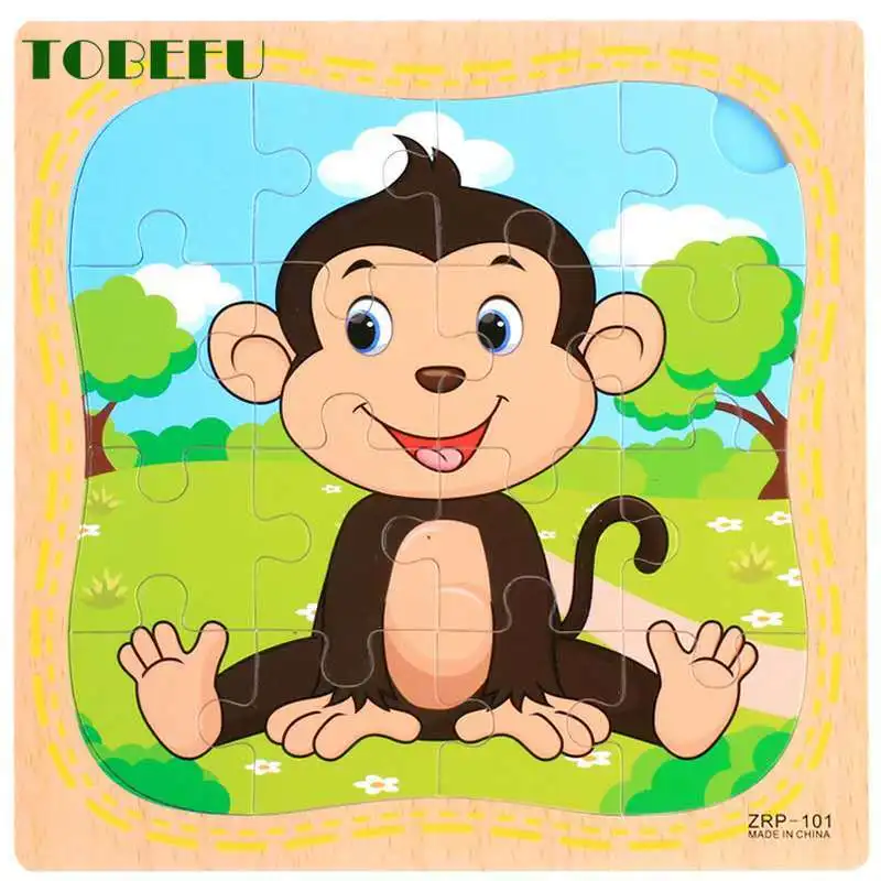 Детские игрушки деревянные 3d пазлы Мультяшные животные интеллект детей