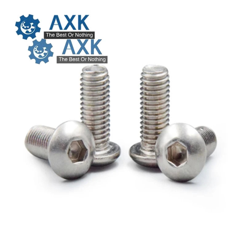 Винты AXK HW016 50 шт. M2 M2.5 M3 M4 ISO7380 GB70.2 304 из нержавеющей стали A2 с круглой головкой и