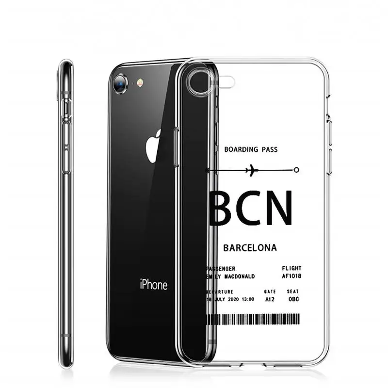 

Plane Ticket ART Coque Phone Case Transparent for iPhone 6 7 8 11 12 s mini pro X XS XR MAX Plus custom protective funda