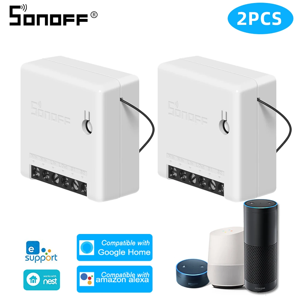 Itead SONOFF Мини Базовый DIY WiFi переключатель 2ch двухсторонний умный переключатель таймер светильник голосовой модуль дистанционного управления работа с Alexa - Комплект: 2pcs SONOFF MINI