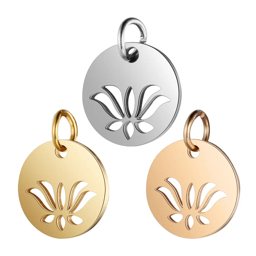 5 шт. Lotus Sun Life of Tree Charm оптовая продажа полированная нержавеющая сталь 100% AAAAA