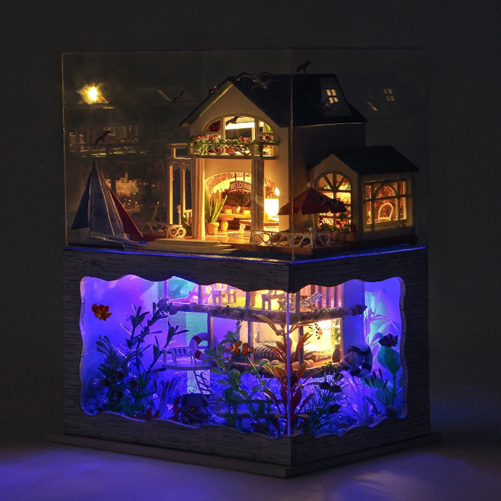 

Миниатюрный Кукольный домик с мебелью, набор для деревянного кукольного домика «сделай сам», пыленепроницаемый миниатюрный дом, Строитель...