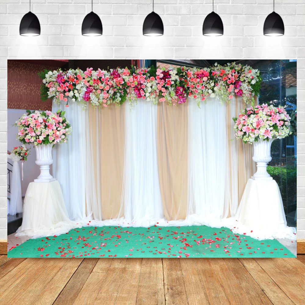 Свадебный фон для фотосъемки цветы стена Романтическая любовь церемония