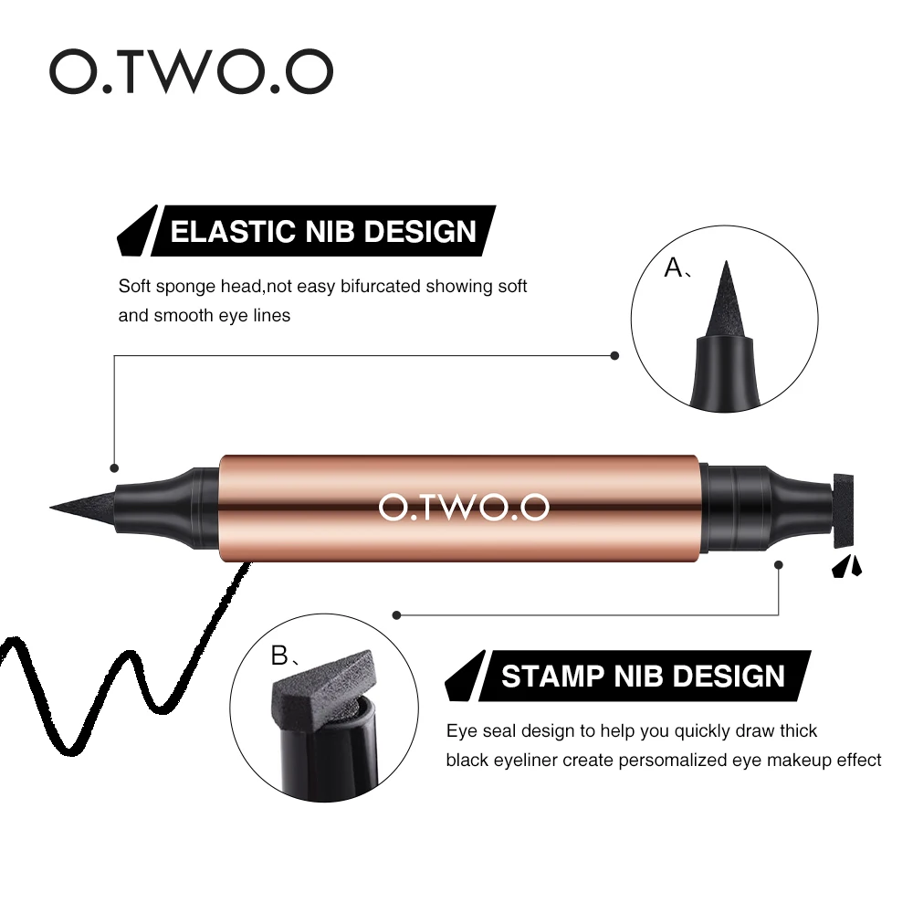 O.TWO.O 2 шт. водостойкая жидкая подводка для глаз |