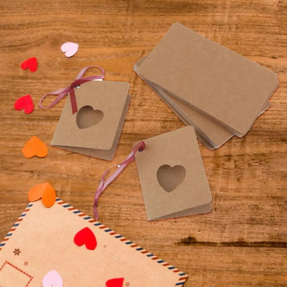 Поздравительные открытки 50 шт./компл. с 10 м Красной веревкой узором в виде сердца