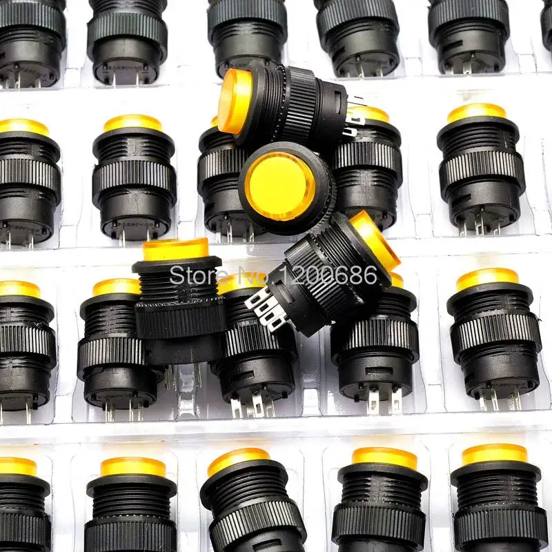 

Self - locking switch with light button switch / R16-503AD Round 16MM 3A / 250V yellow