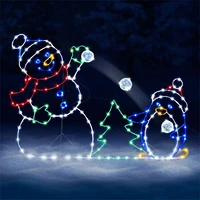 fun animated snowball fight active light string frame decor holiday party christmas outdoor garden snow glowing decorative sign