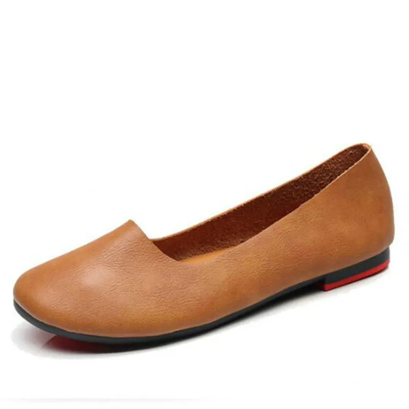 

2020 Genuine Leather Flat Shoes Woman Hand-sewn Leather Loafers Flats Moccasins Spring Casual Shoes Women Flats Women Shoes