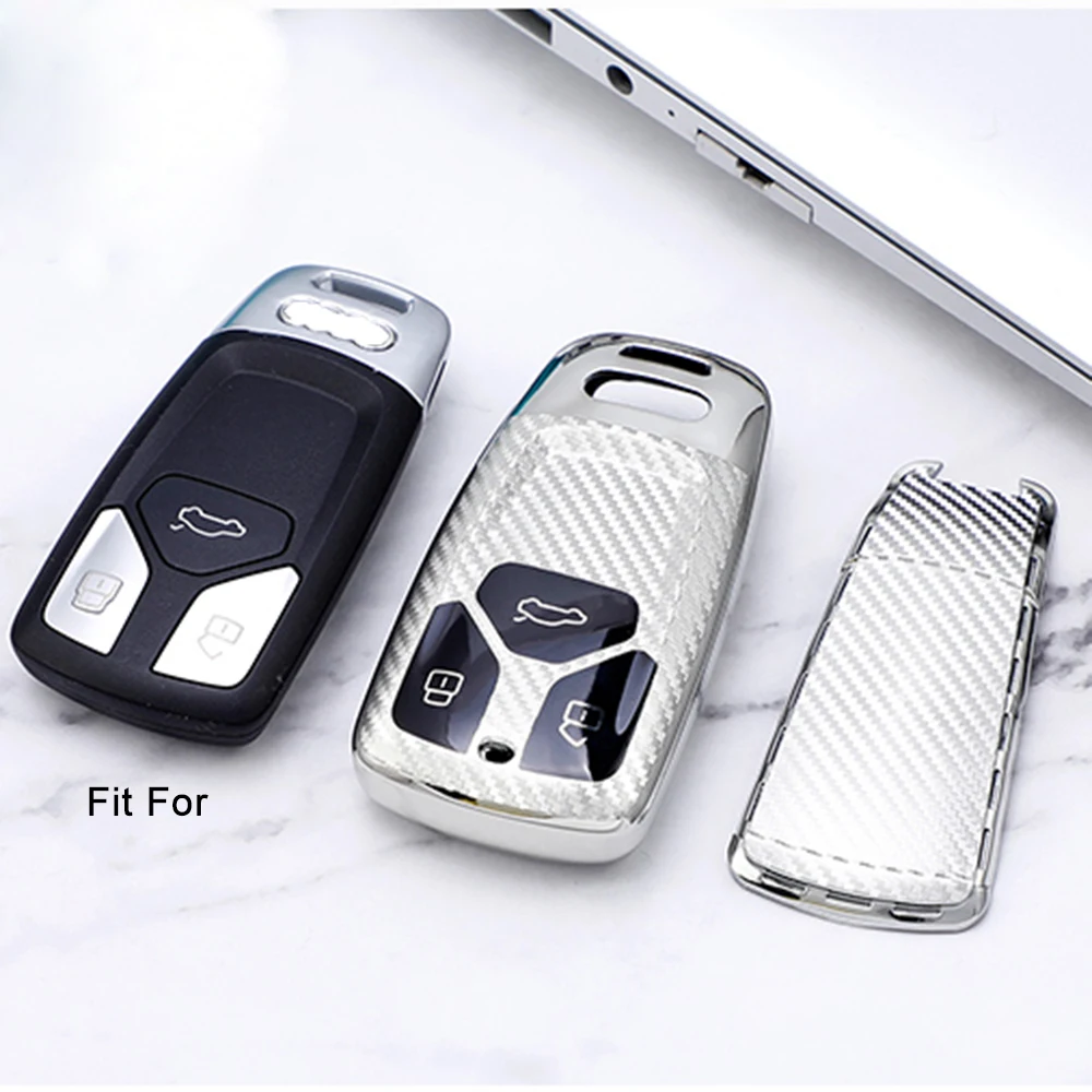 

TPU Carbon Fiber Car Key Case Cover Skin Shell For AUDI A4 A4L A5 Q5 Q7 TT 2016 2017 Key Fob 2016 2017 2018 Styling Accessories