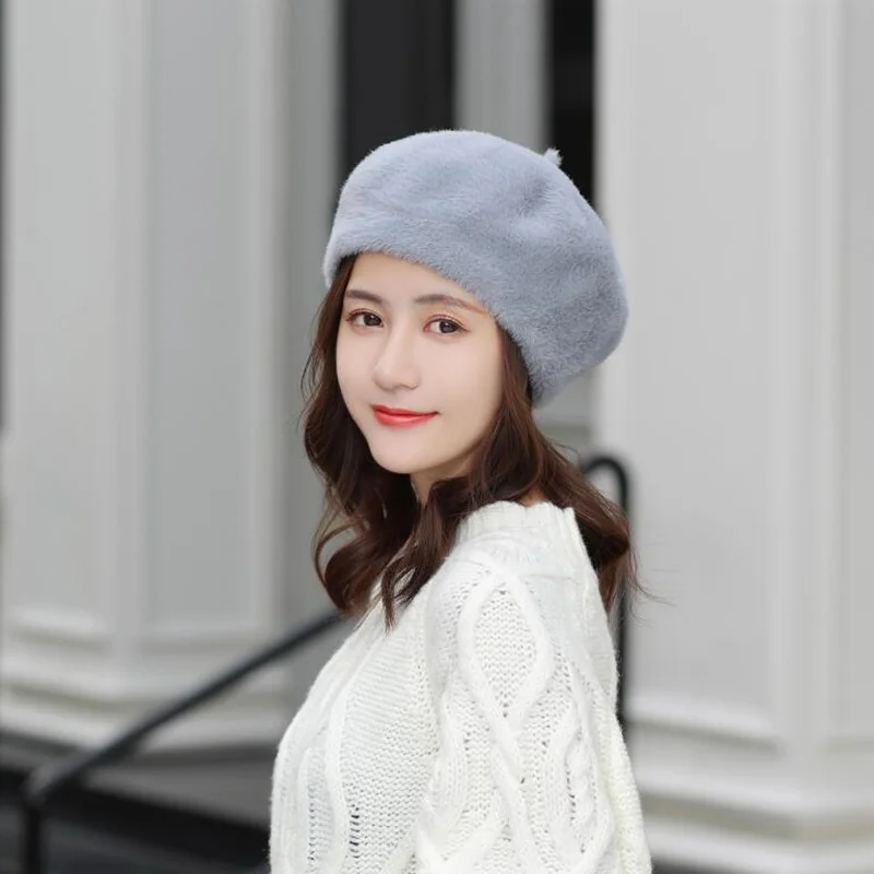 Элегантный женский шерстяной бархатный теплый французский классический берет