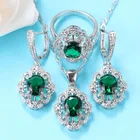 Лидер продаж 2020, новый продукт, Свадебные Ювелирные наборы из серебра 925 пробы с зеленым кубическим цирконием, женские серьги и ожерелье