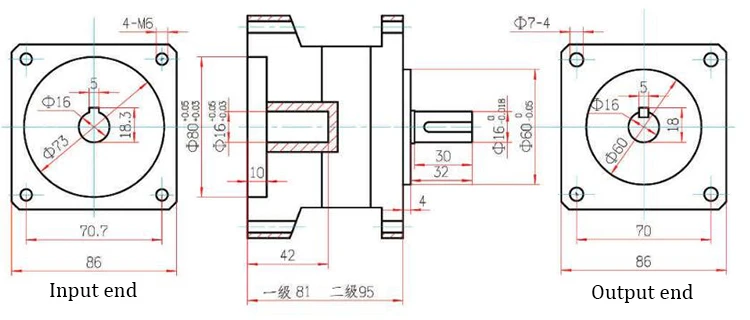Соотношение скорости 16:1 Планетарный редуктор фланец редуктора 90 мм для NEMA34
