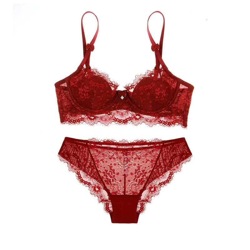 

Lolita Style Sexy Floral Pattern Lace Underwear Ladies Push-up Gather Bra Set Comfortable Thin Breathable Bra Lace Push Up