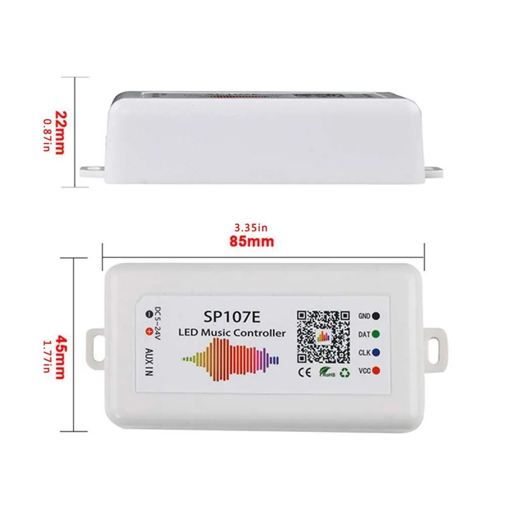 

SP107E DC5V-24V LED Light Controller With Wireless RGB SPI Full Color Music Control By Phone APP For 2812 2811 1903
