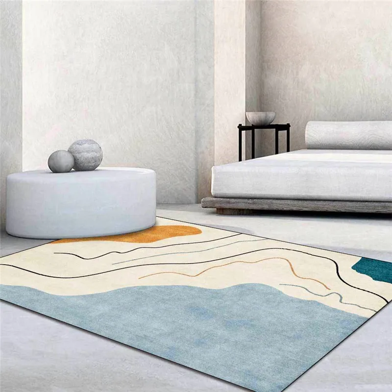 

Fashion Morandi Blue Simple Rug Abstract Geometric Lines Carpet Living Room Bedroom Bed Blanket Kitchen Bathroom Floor Mat