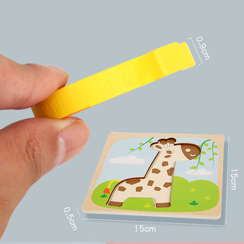 

Children's Wooden Early Education Geometric Shape Matching Puzzle 3D Color Cartoon Animal Three Dimensional Puzzle Block
