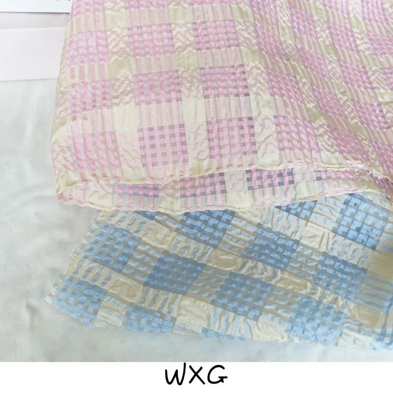 

Summer Blue Pink Plaid Cotton Candy Bubble Plaid Fashion Fabric DIY