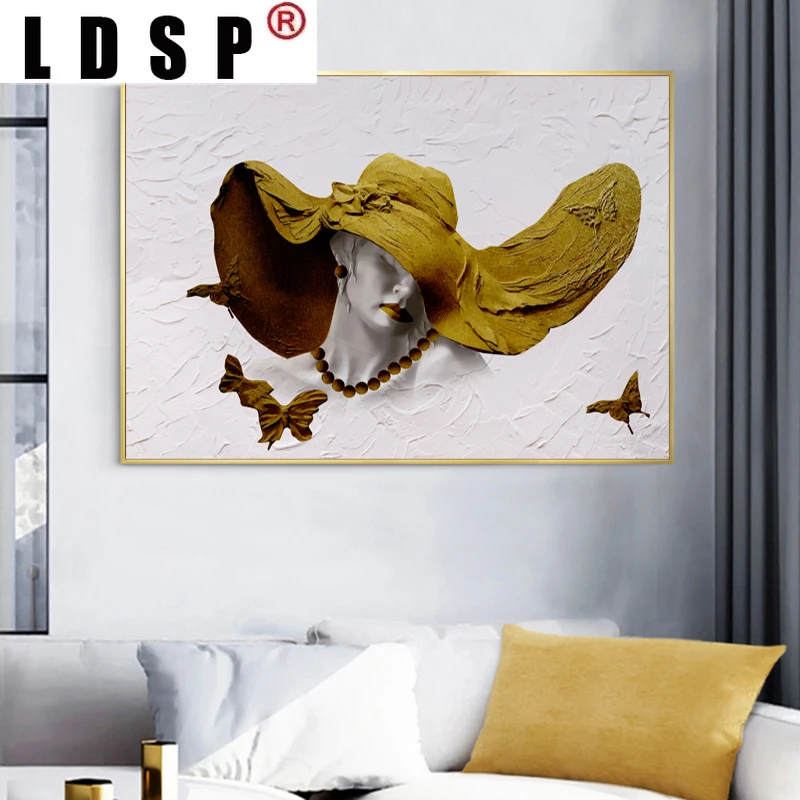 Живопись на холсте LDSP абстрактная женская шляпа плакат искусства на стену для гостиной, дивана, статуэтки, плакаты и печати для домашнего декора.