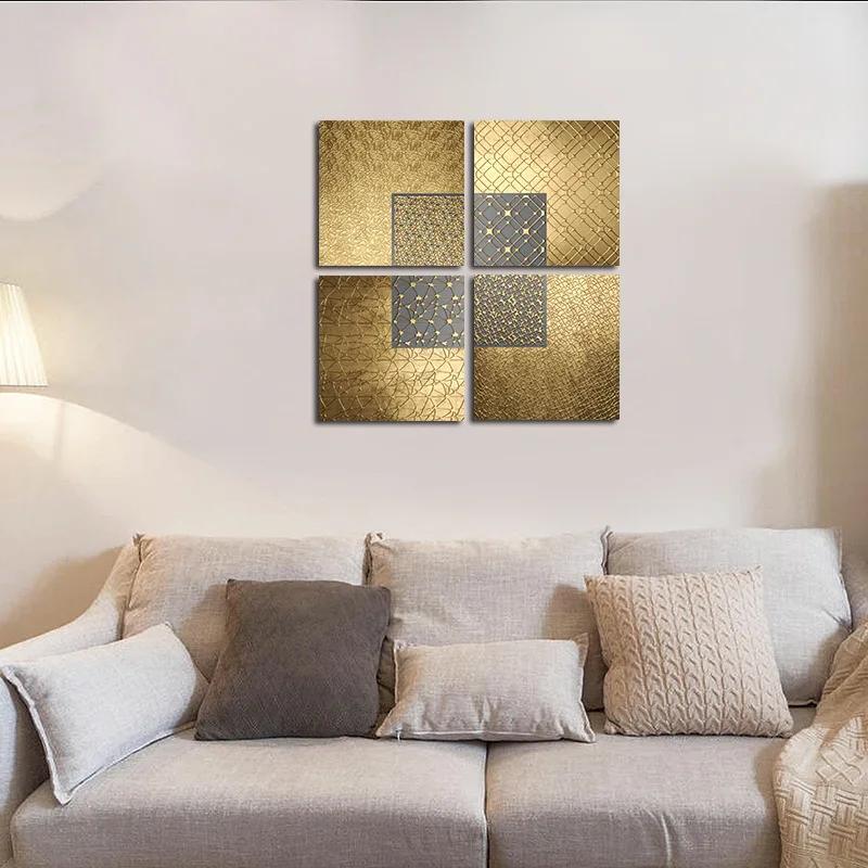 

4pcs Luxury Wall Painting Art Modern Nordic Abstract Line Posters Geometric Gold Canvas Pictures For Bedroom Living Room Decor