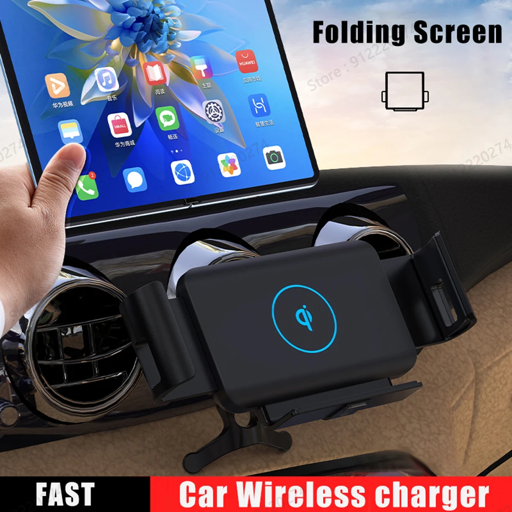 for samsung z fold 2 3 fold s21 ultra s20 note 20 10 huawei mate xs iphone 12 pro max fast wireless car charger stand air outlet free global shipping