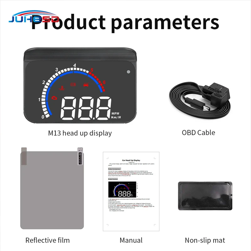 Автомобильный проектор лобового стекла M13 HUD светодиодный OBD 2 сканер