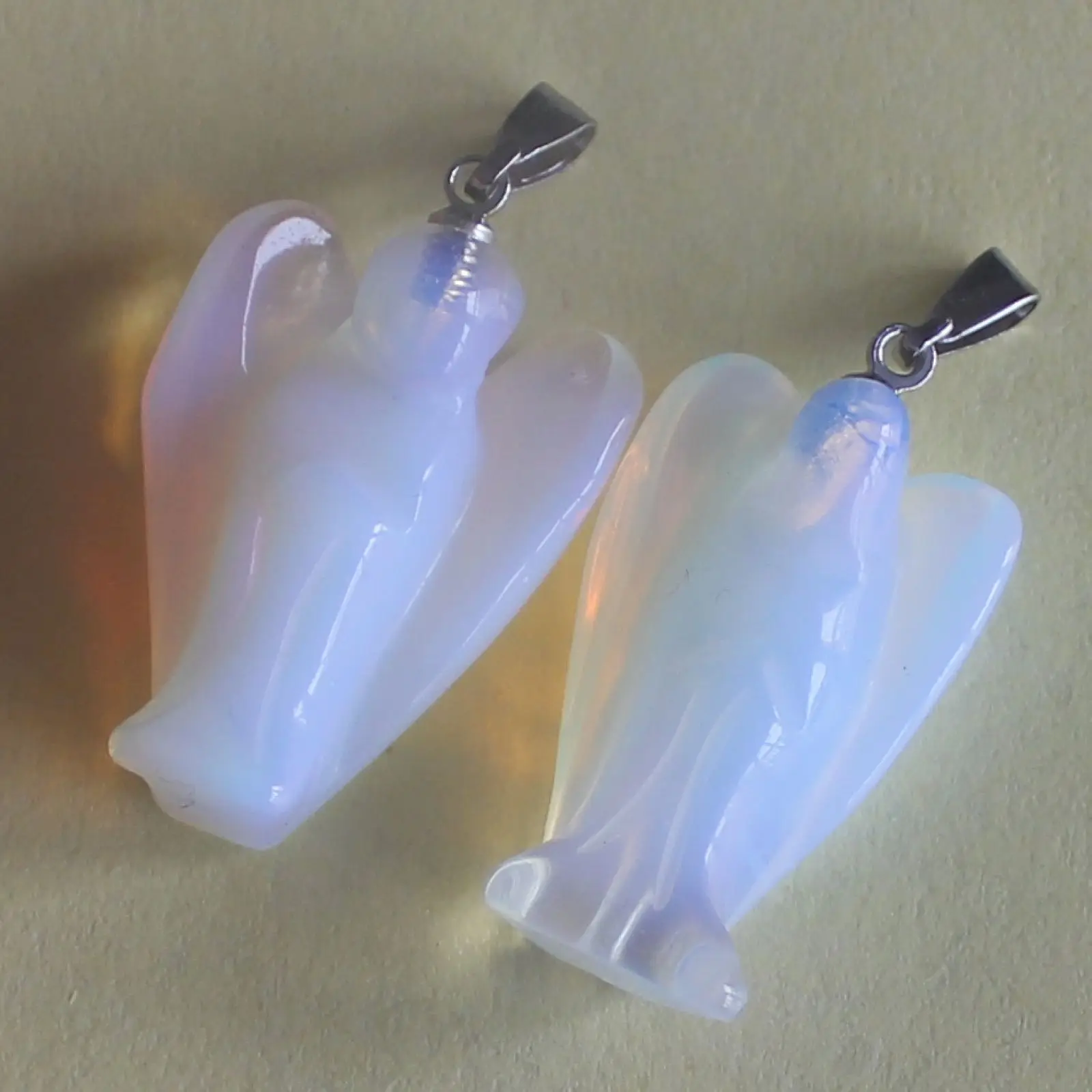 

2pcs hand carved mixed gemstone crystal angel pendant DIY gift for necklace