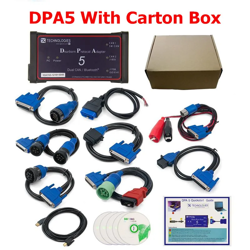 full set carbox DPA5 Dearborn протокол адаптер 5 тяжелых грузовиков диагностический инструмент DPA 5 же с Nexiq USB link 2 дизельный грузовик диагностический - Цвет: full set carbox
