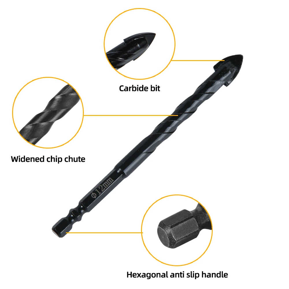 Набор сверл для плитки комплект из 3-12 мм с шестигранным хвостовиком стекла