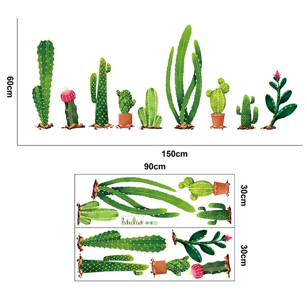 Новый Зеленый Лист бонсай в горшках Цветочные растения Настенные стикеры s