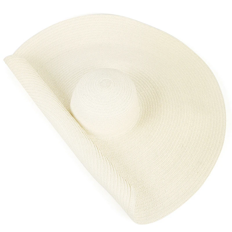 

25cm Super Large Brim Sun Elegant Hat Outdoor Sun Protection Straw Hat Female Summer Dome Beach Hat Strong UV Resistant Cap