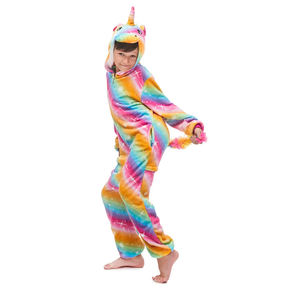 cosplay Winter kids Pajamas Rainbow Flannel Sleepwear Unisex Cute Monster Dinosaur Cartoon Animal Sets Kids Pyjamas |