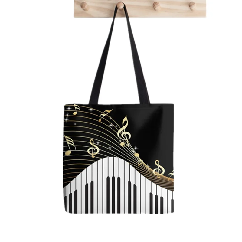 

Ivory keys Piano Printed Shopper Bag Harajuku women Shopping Bag Canvas Shopper Bag girl handbag Tote Bag Shoulder Lady Bag