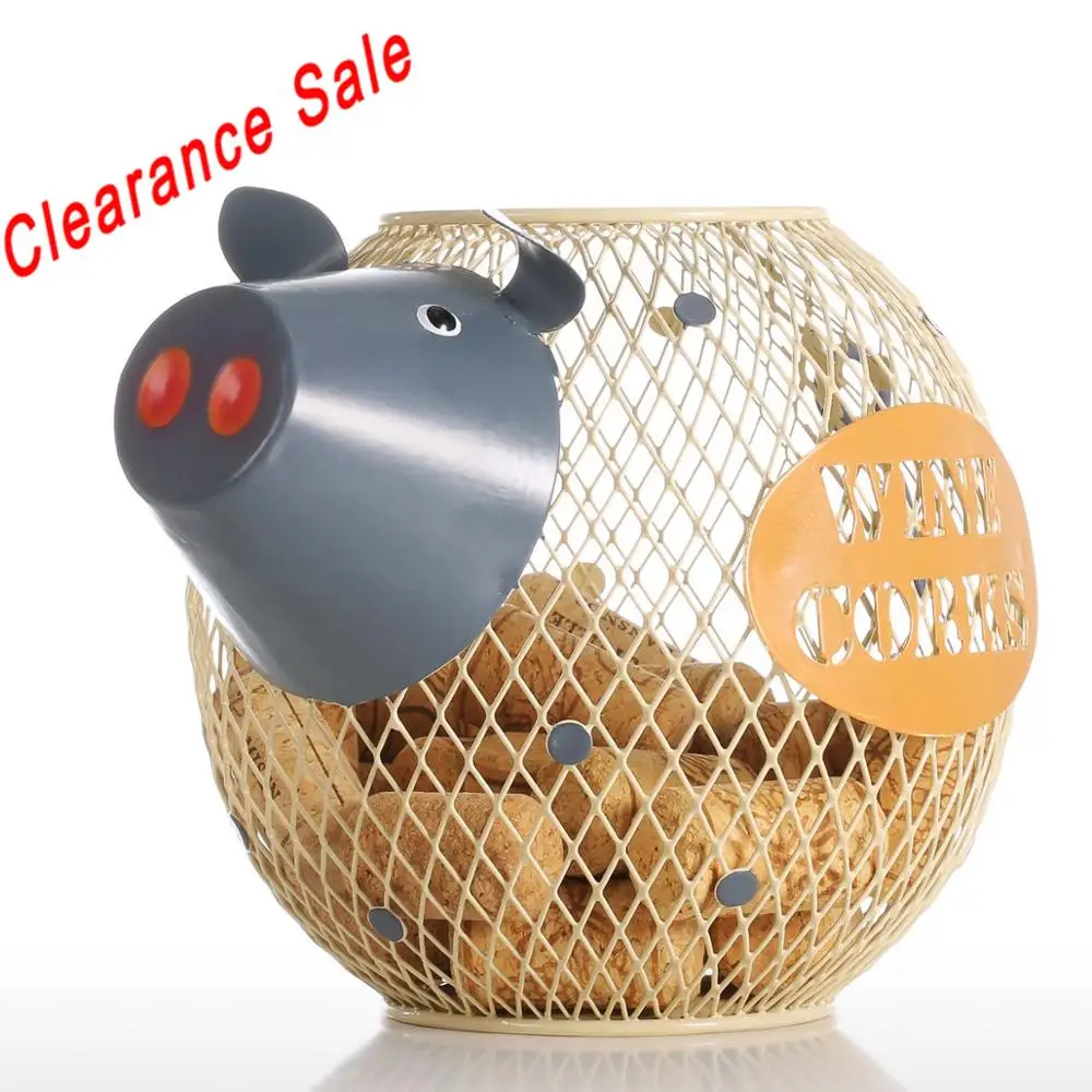 Tooarts прекрасного Piggy винные пробки контейнер домашний декор из металла
