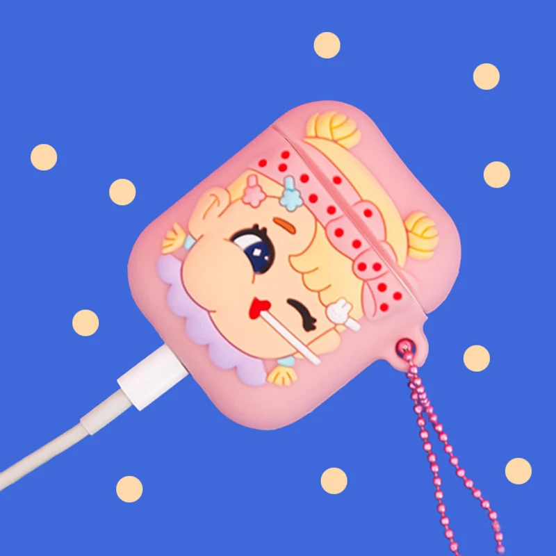 Новый мультфильм силиконовый наушник чехол для Apple AirPods 2 милый Kawaii розовый