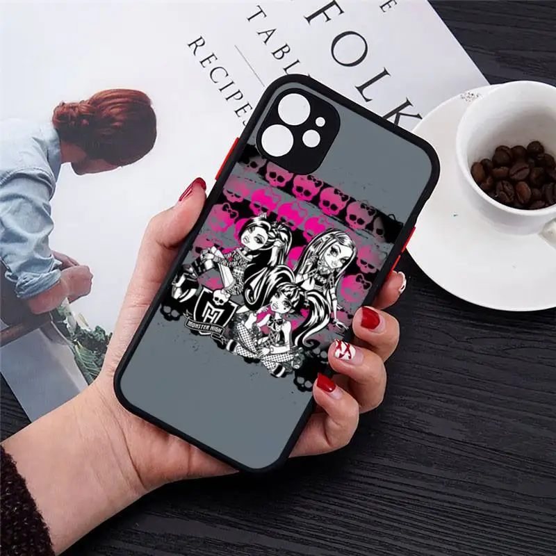 

Monsters cute Phone Case Transparent Matte for iPhone 7 8 11 12 s mini pro X XS XR MAX Plus cover funda