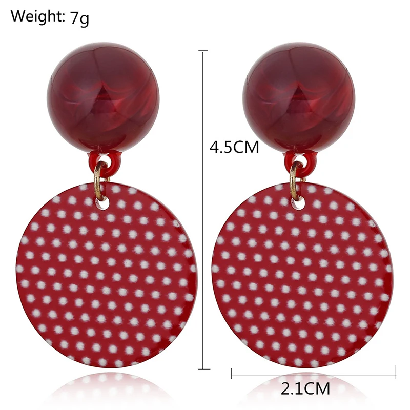Женские винтажные серьги подвески YAOLOGE красные ажурные с волнистыми точками