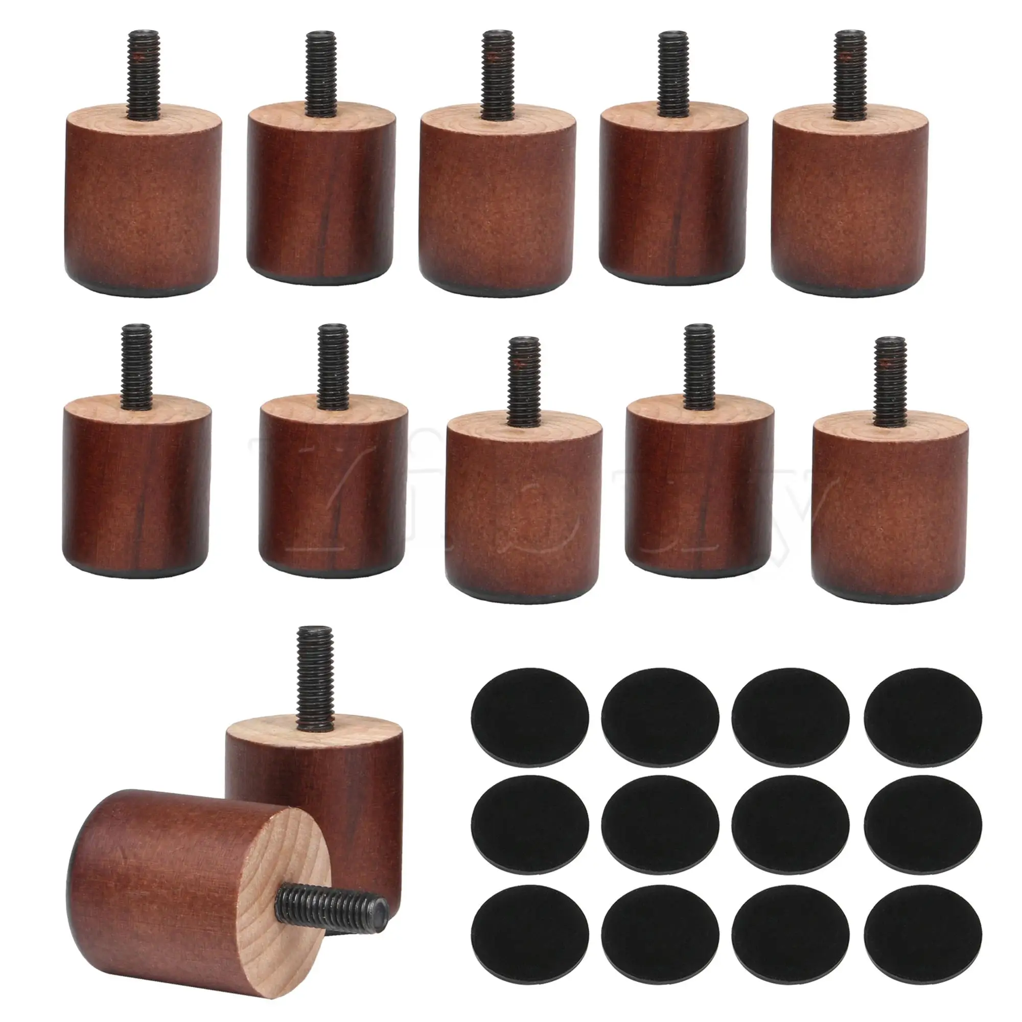

16pcs Cylinder Furniture Wooden Legs Feet For Sofa Chair Brown 3.7x3.5cm