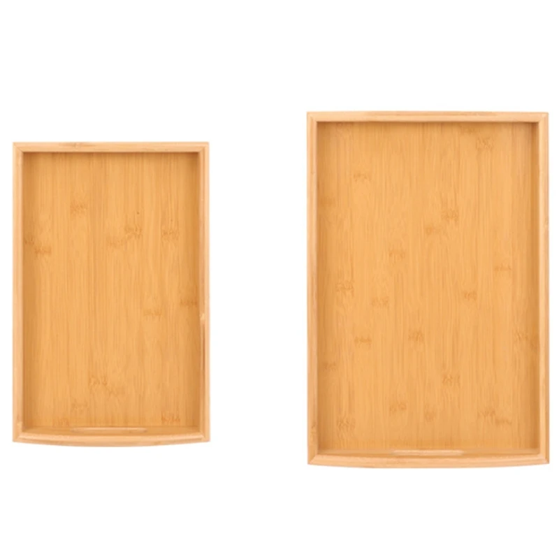 

Serving Tray,Wood Serving Tray With Handles Bamboo Serving Tray Set For Food,Breakfast,Parties,Restaurants(2 Pack)