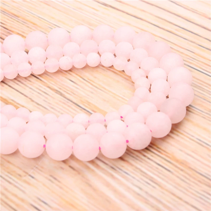 

Wholesale Frosted Powder 4/6/8/10 / 12mm Natural Stone Loose Beads Jewelry Bracelet Necklace Make