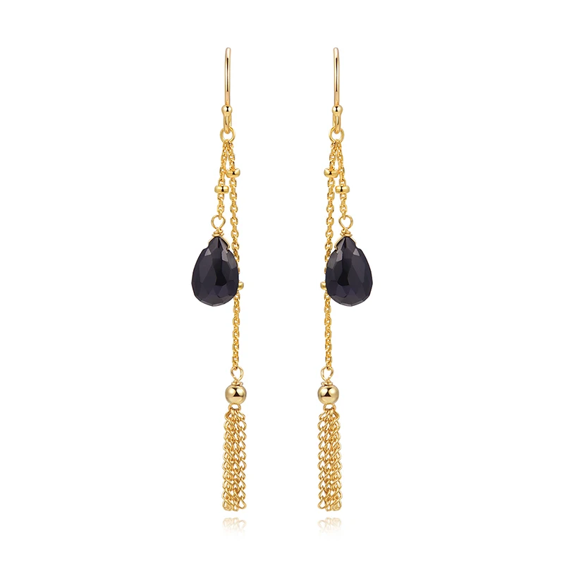 Piara каплевидные граненые серьги с черным ониксом проволочной обмоткой в крючках