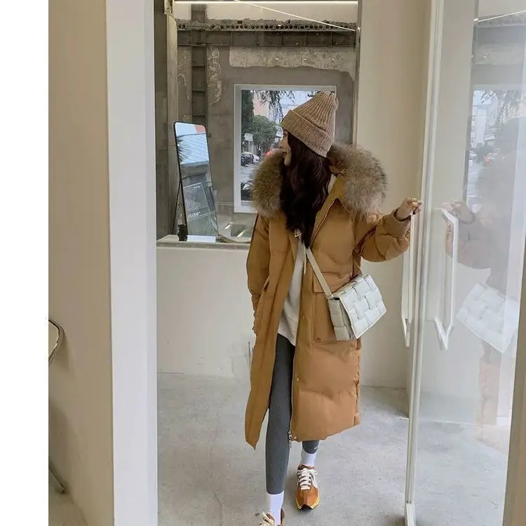 

2021 winter new middle long loose warm warm thickened down cotton jacket for women