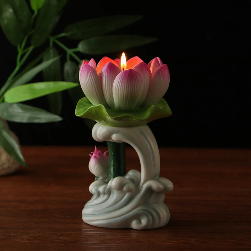 Китайский подсвечник декоративный фонарь винтажный цветок лотоса Ghee лампа