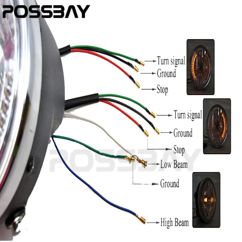 Передсветильник галогенная фасветильник POSSBAY для мотоцикла поворотный сигнал 7