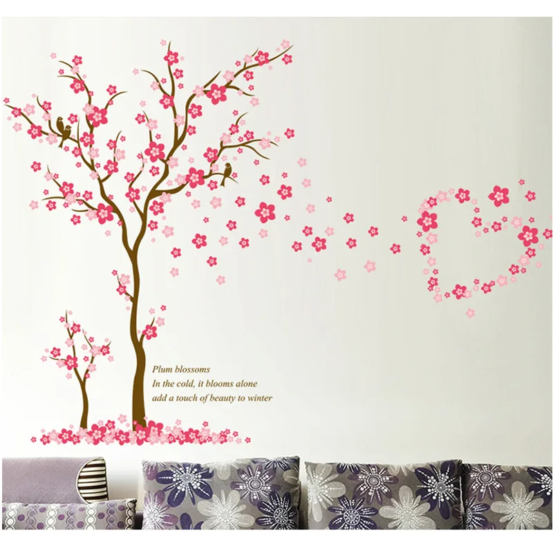 

Creative Tree Plum Blossom Large Wall Stickkers Living Room Wall Decoration Removable Waterproof PVC Home Decals Mural Poster