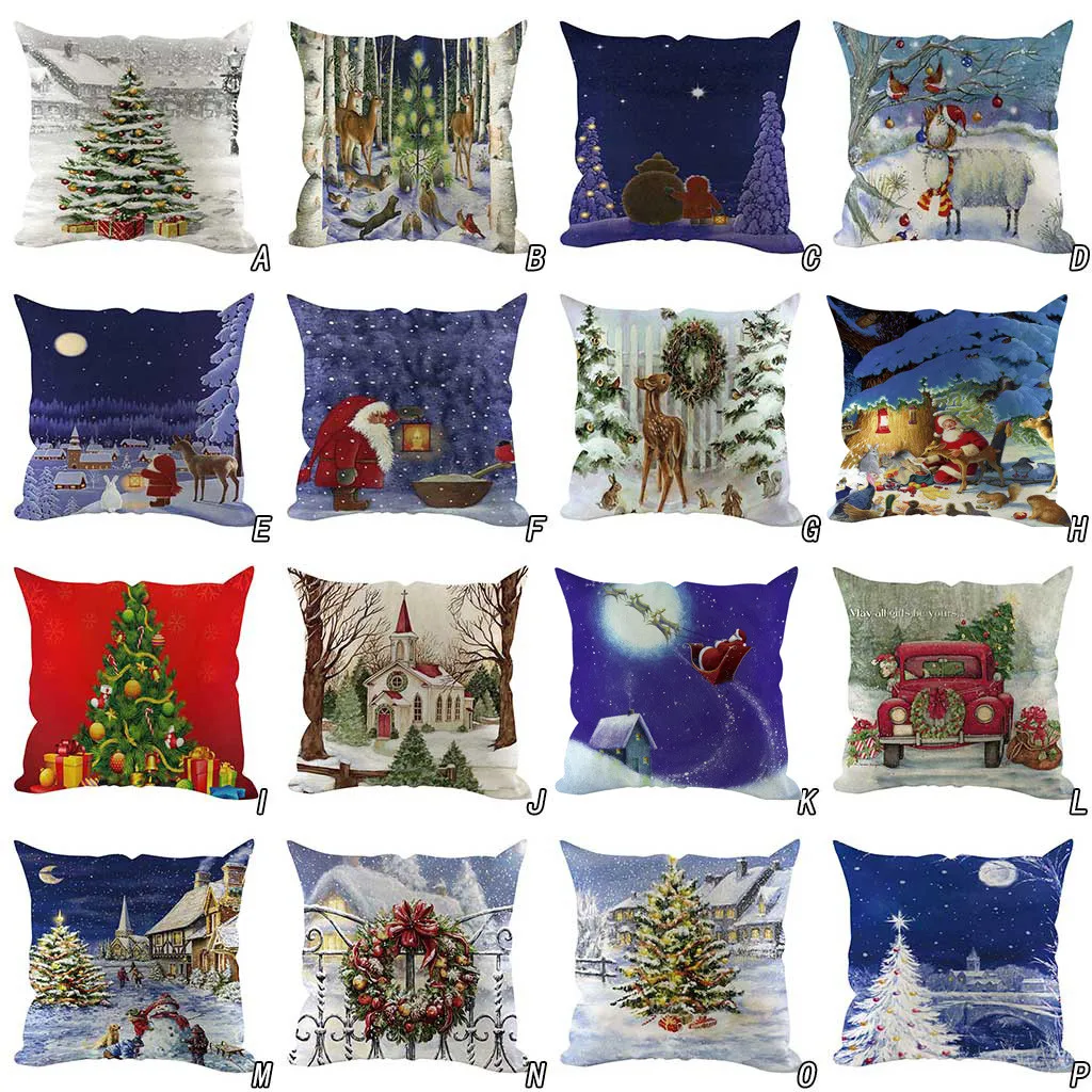 Рождественский чехол для подушки с рисунком оленя и снеговика наволочки Подушка