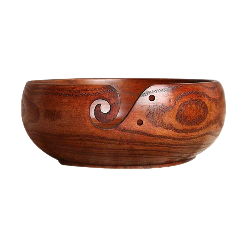 Экологически чистая Деревянная миска для хранения пряжи органайзер вязаная