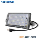 Светодиодный прожектор с вилкой Стандарта США, 100 Вт, IP65, водонепроницаемый Светодиодный прожектор, В переменного тока, светодиодный ная квадратная лампа, ландшафтное освещение для наружного настенного рекламного щита