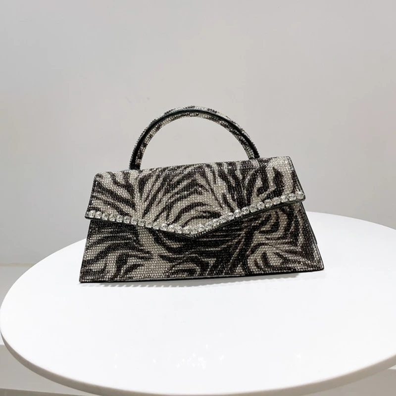 

Diamonds Evening Handbag For Women 2021 New Luxury Designer Shiny Rhinestone Small Clutch Purse Wide Strap Ladies Shoulder Bag