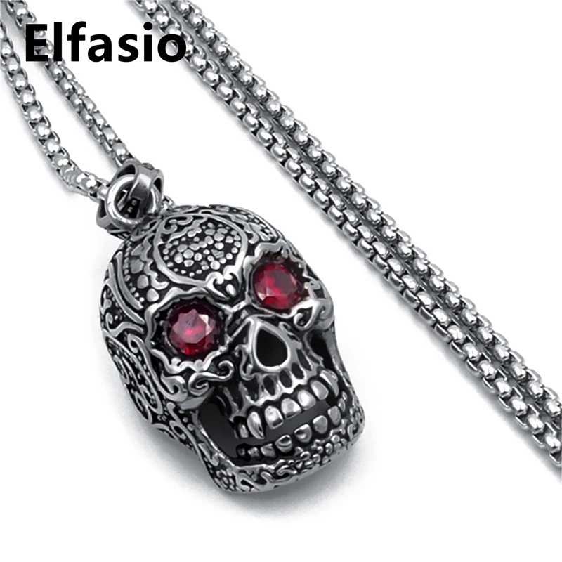 Цепочка с подвеской в виде черепа из нержавеющей стали 46 76 см|biker pendant|skull biker