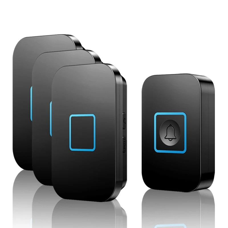 1 button 3 receiver CACAZI умный беспроводной дверной звонок Водонепроницаемый светодиодный светильник 1 Кнопка 1 2 приемник США ЕС Великобритания штекер 300 м дистанционный домашний звонок - Цвет: 1 button 3 receiver